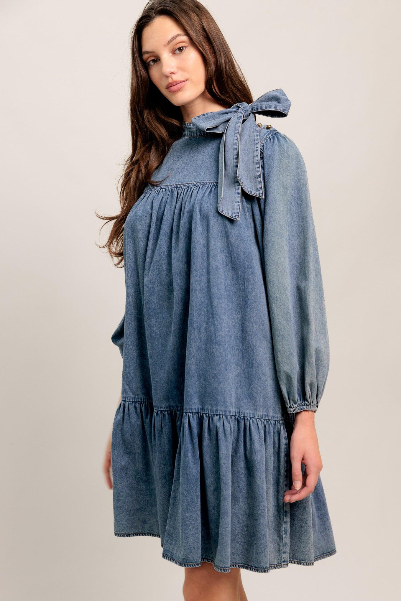 COMMON GROUND LIGHT WEIGHT DENIM MINI DRESS - Glamourous Grace