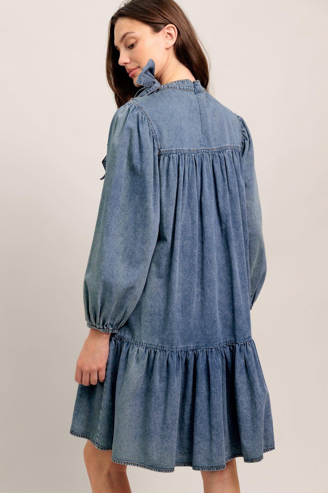 COMMON GROUND LIGHT WEIGHT DENIM MINI DRESS - Glamourous Grace