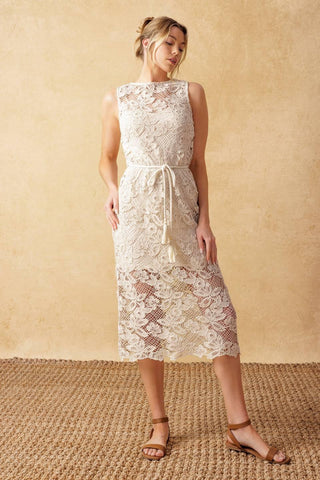 TIMELESS TREASURES LACE WOVEN MIDI DRESS - Glamourous Grace