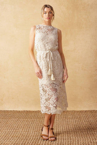 TIMELESS TREASURES LACE WOVEN MIDI DRESS - Glamourous Grace