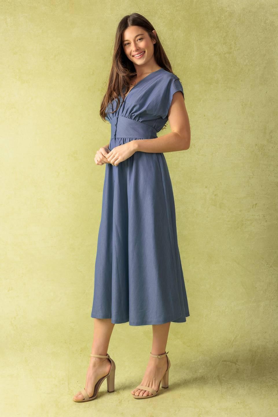 BRIGHT MORNINGS WOVEN MIDI DRESS - Glamourous Grace