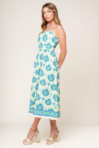 THRIVING POISE WOVEN MIDI DRESS - Glamourous Grace