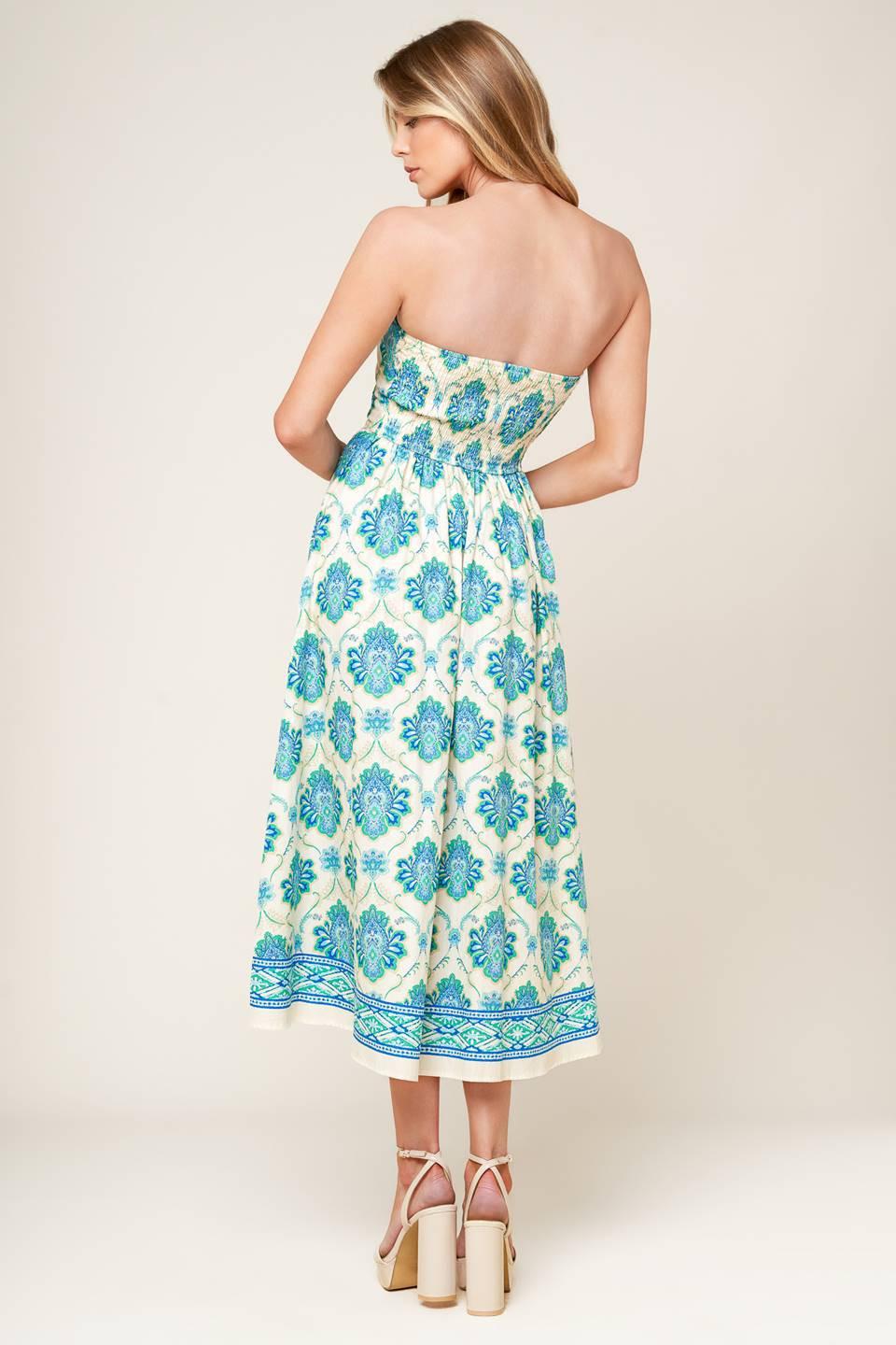 THRIVING POISE WOVEN MIDI DRESS - Glamourous Grace