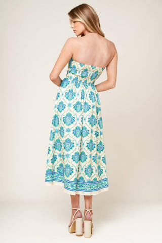 THRIVING POISE WOVEN MIDI DRESS - Glamourous Grace