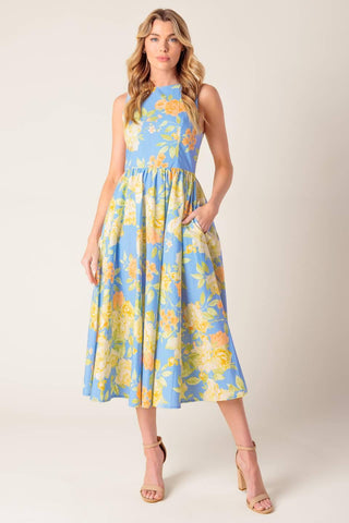 LIKE MAGIC POWDER BLUE WOVEN MIDI DRESS - Glamourous Grace