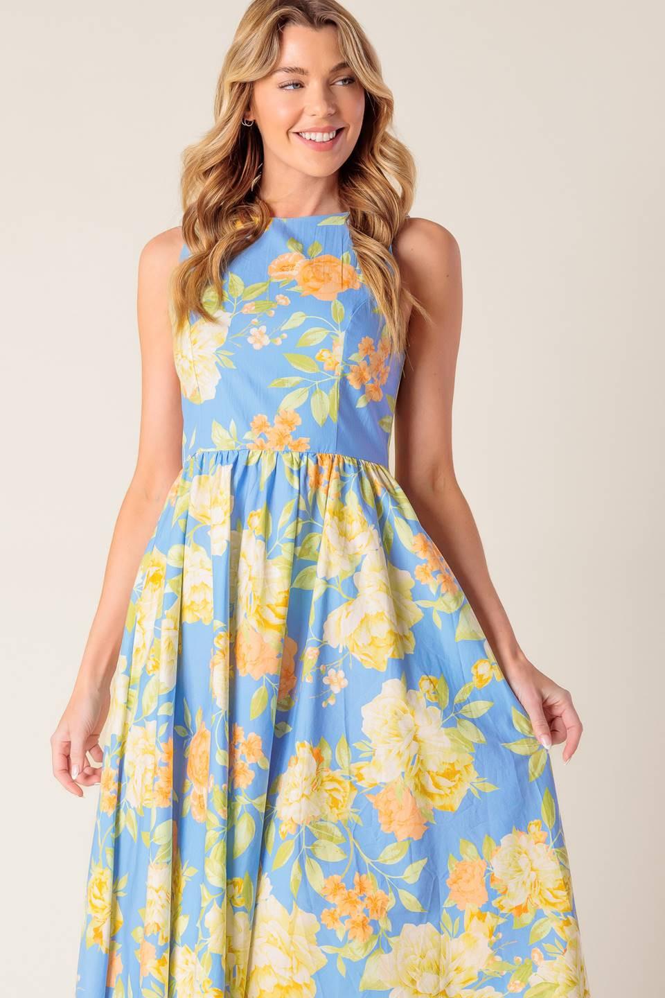LIKE MAGIC POWDER BLUE WOVEN MIDI DRESS - Glamourous Grace