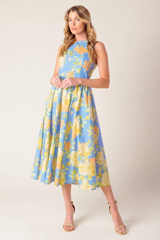 LIKE MAGIC POWDER BLUE WOVEN MIDI DRESS - Glamourous Grace