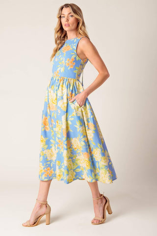 LIKE MAGIC POWDER BLUE WOVEN MIDI DRESS - Glamourous Grace