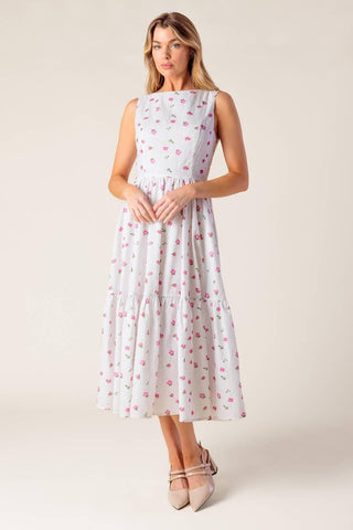 THENA GARDEN PARTY WOVEN EYELET MIDI DRESS - Glamourous Grace
