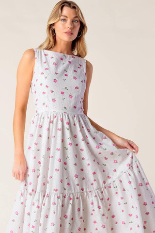 THENA GARDEN PARTY WOVEN EYELET MIDI DRESS - Glamourous Grace
