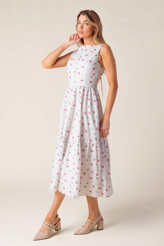 THENA GARDEN PARTY WOVEN EYELET MIDI DRESS - Glamourous Grace