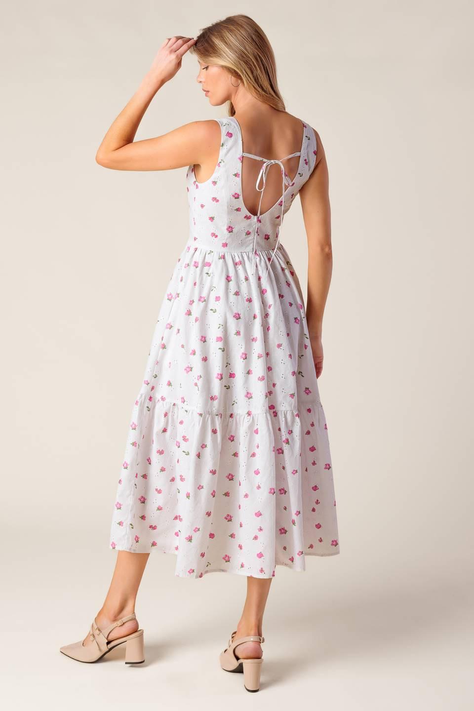 THENA GARDEN PARTY WOVEN EYELET MIDI DRESS - Glamourous Grace