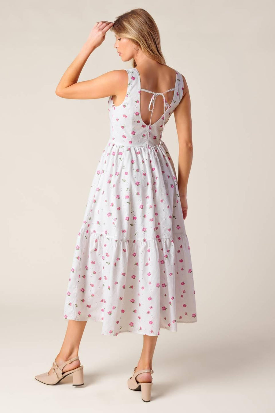 THENA GARDEN PARTY WOVEN EYELET MIDI DRESS - Glamourous Grace