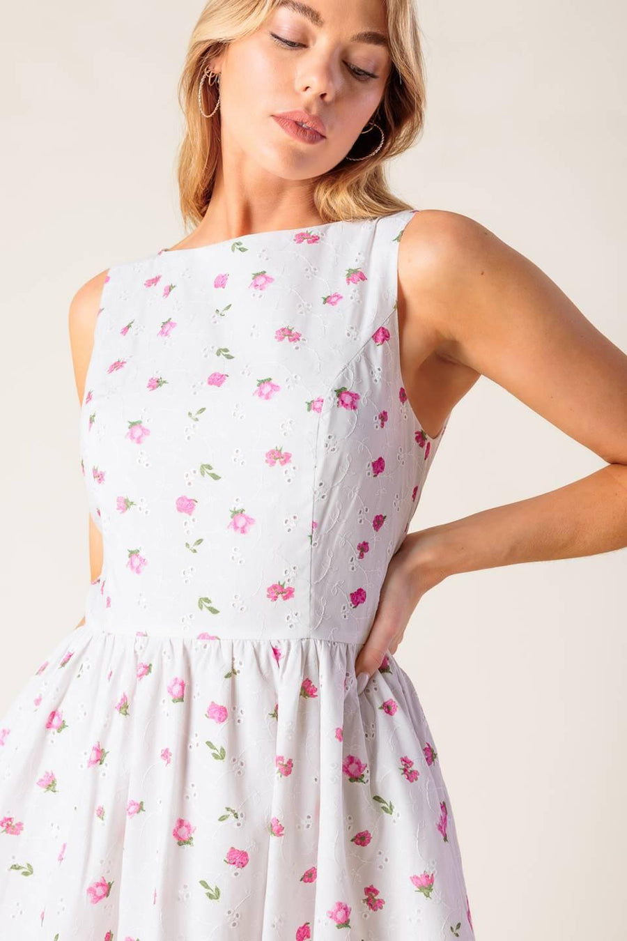 THENA GARDEN PARTY WOVEN EYELET MIDI DRESS - Glamourous Grace