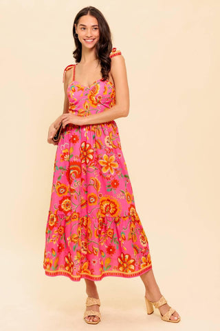 GARDEN GATHERING PINK WOVEN MIDI DRESS - Glamourous Grace