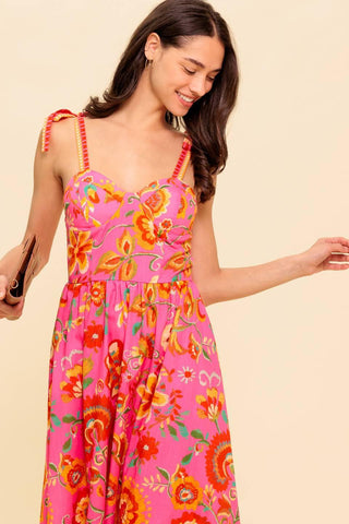 GARDEN GATHERING PINK WOVEN MIDI DRESS - Glamourous Grace