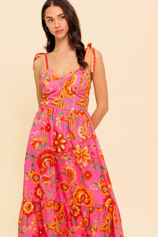 GARDEN GATHERING PINK WOVEN MIDI DRESS - Glamourous Grace