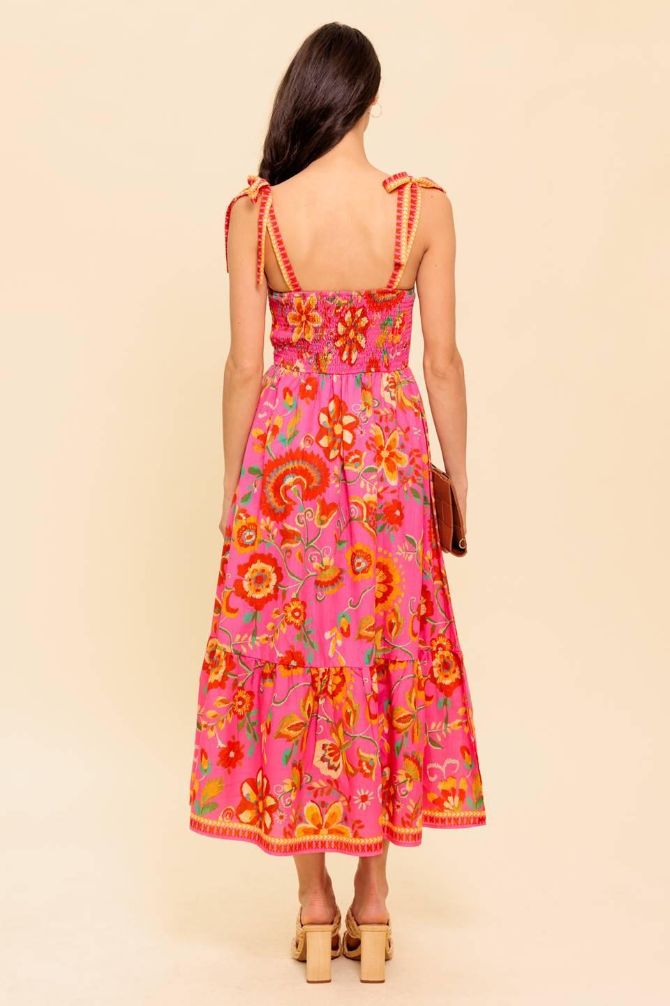 GARDEN GATHERING PINK WOVEN MIDI DRESS - Glamourous Grace