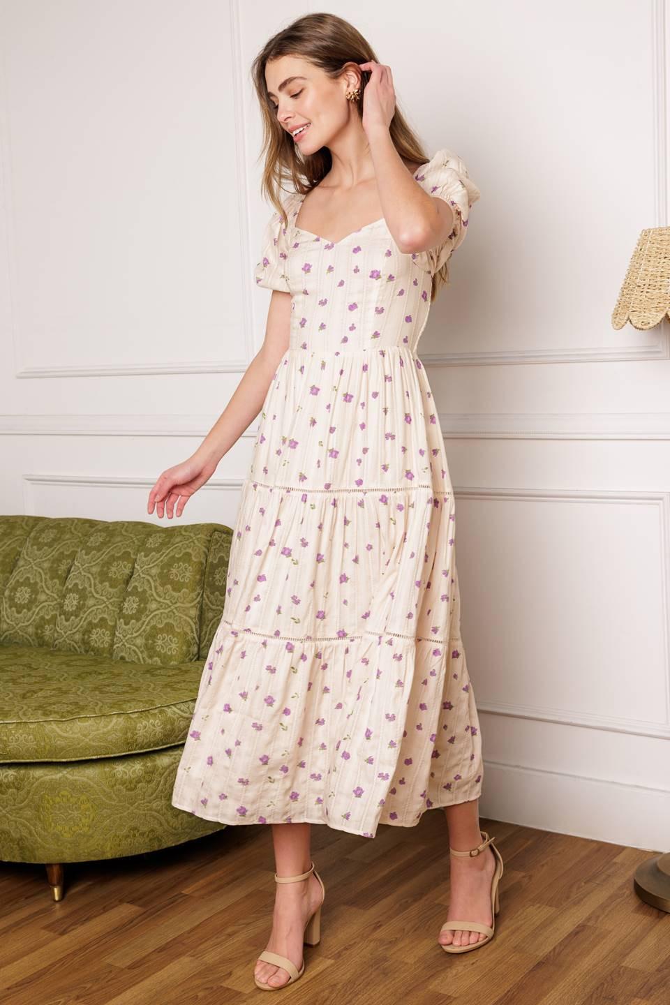 SUNSET GAZING WOVEN MIDI DRESS - Glamourous Grace