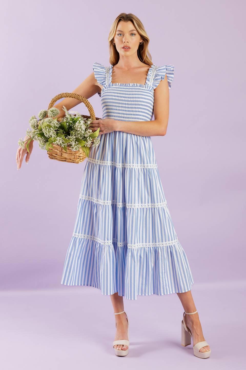 SWING OF THINGS WOVEN MIDI DRESS - Glamourous Grace