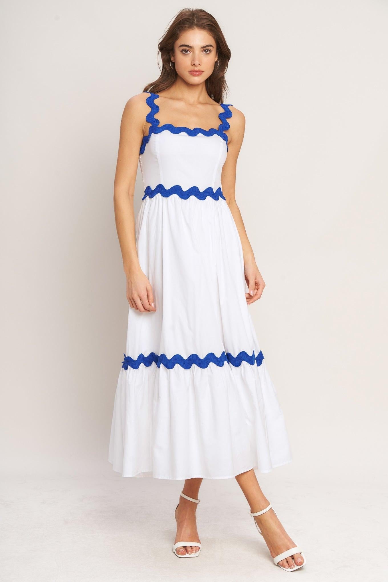 SANTORINI WAVES WOVEN MIDI DRESS - Glamourous Grace