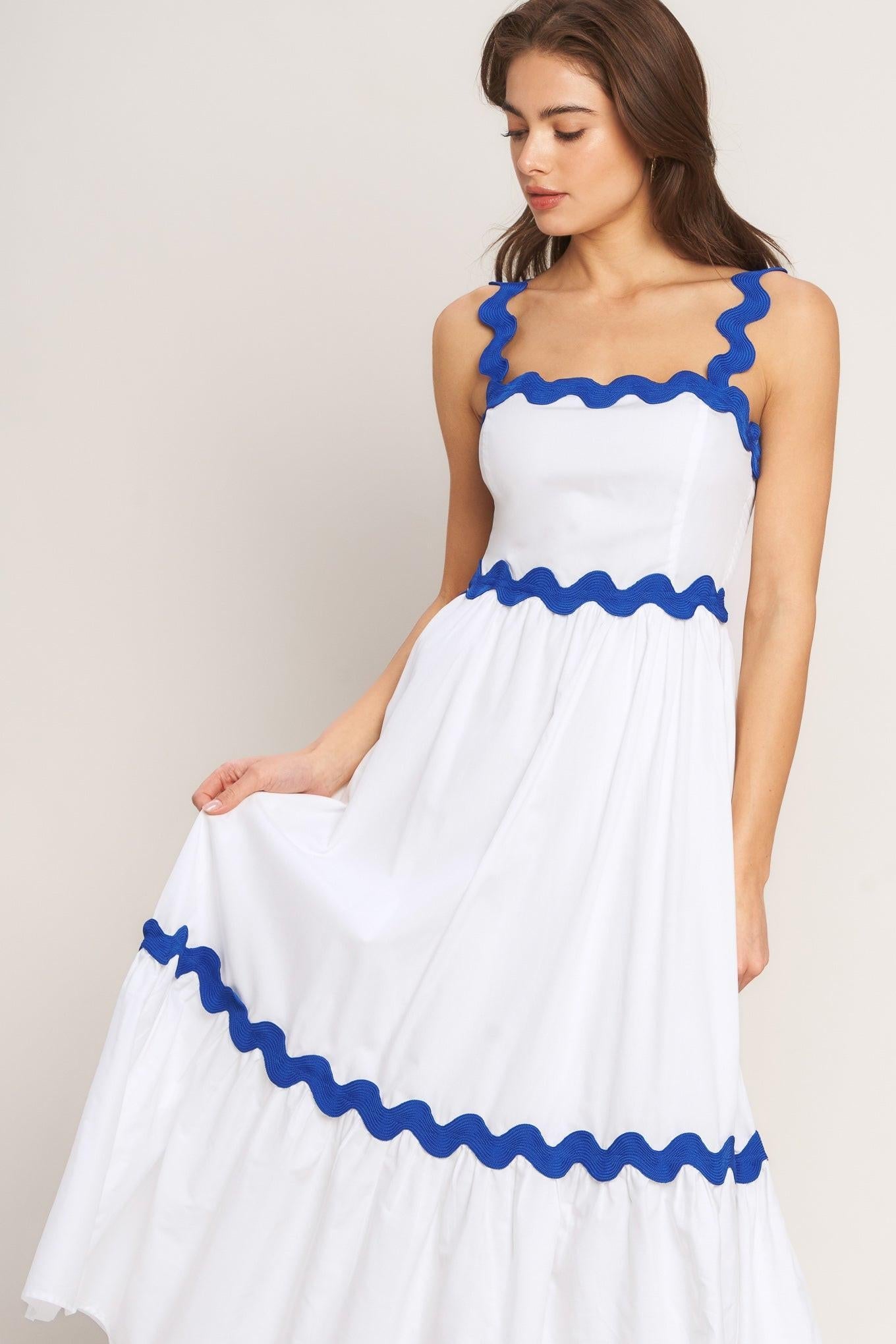SANTORINI WAVES WOVEN MIDI DRESS - Glamourous Grace