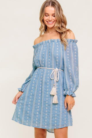 NO MORE CLOUDY SKIES WOVEN MINI DRESS - Glamourous Grace
