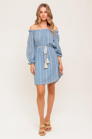 NO MORE CLOUDY SKIES WOVEN MINI DRESS - Glamourous Grace