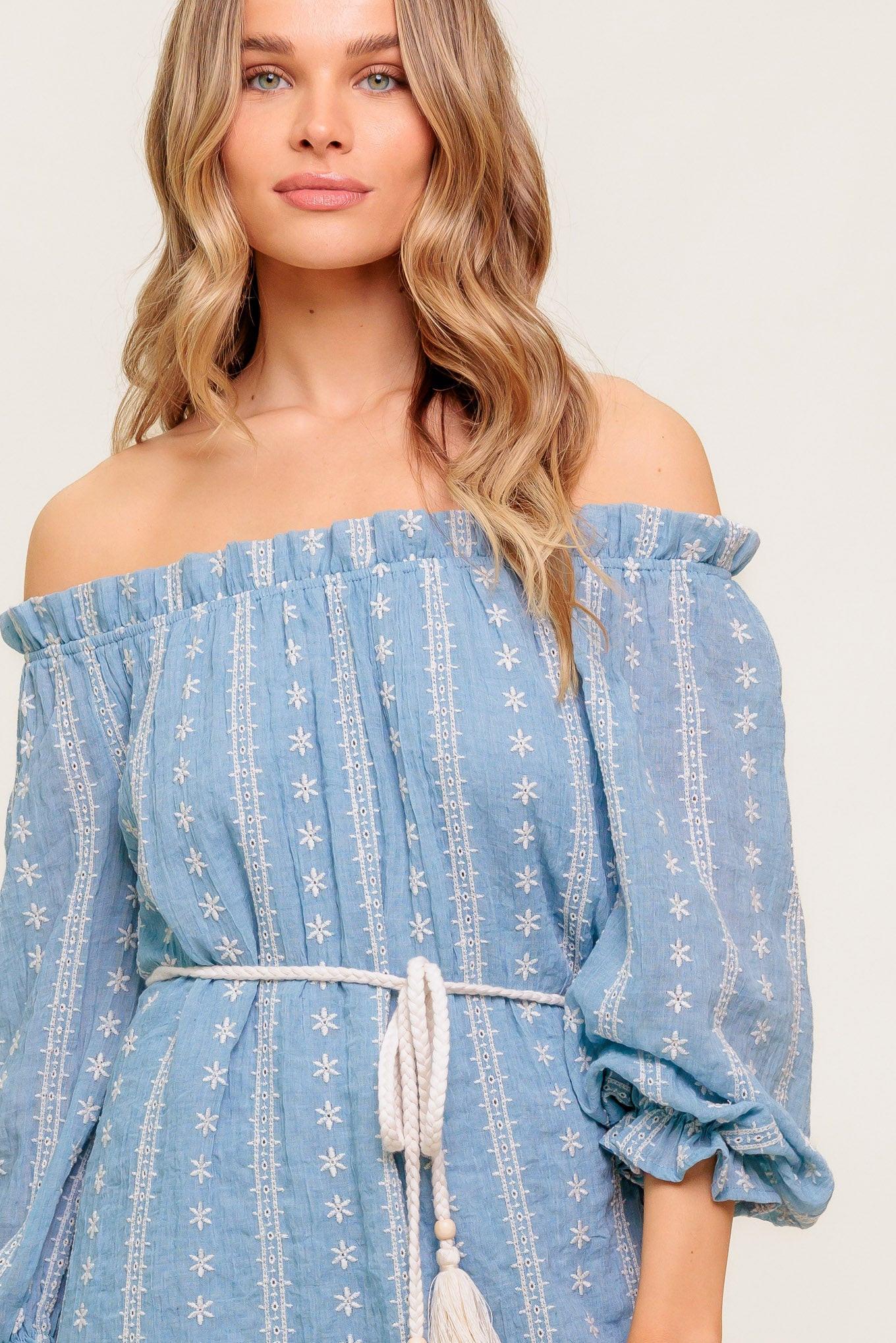 NO MORE CLOUDY SKIES WOVEN MINI DRESS - Glamourous Grace