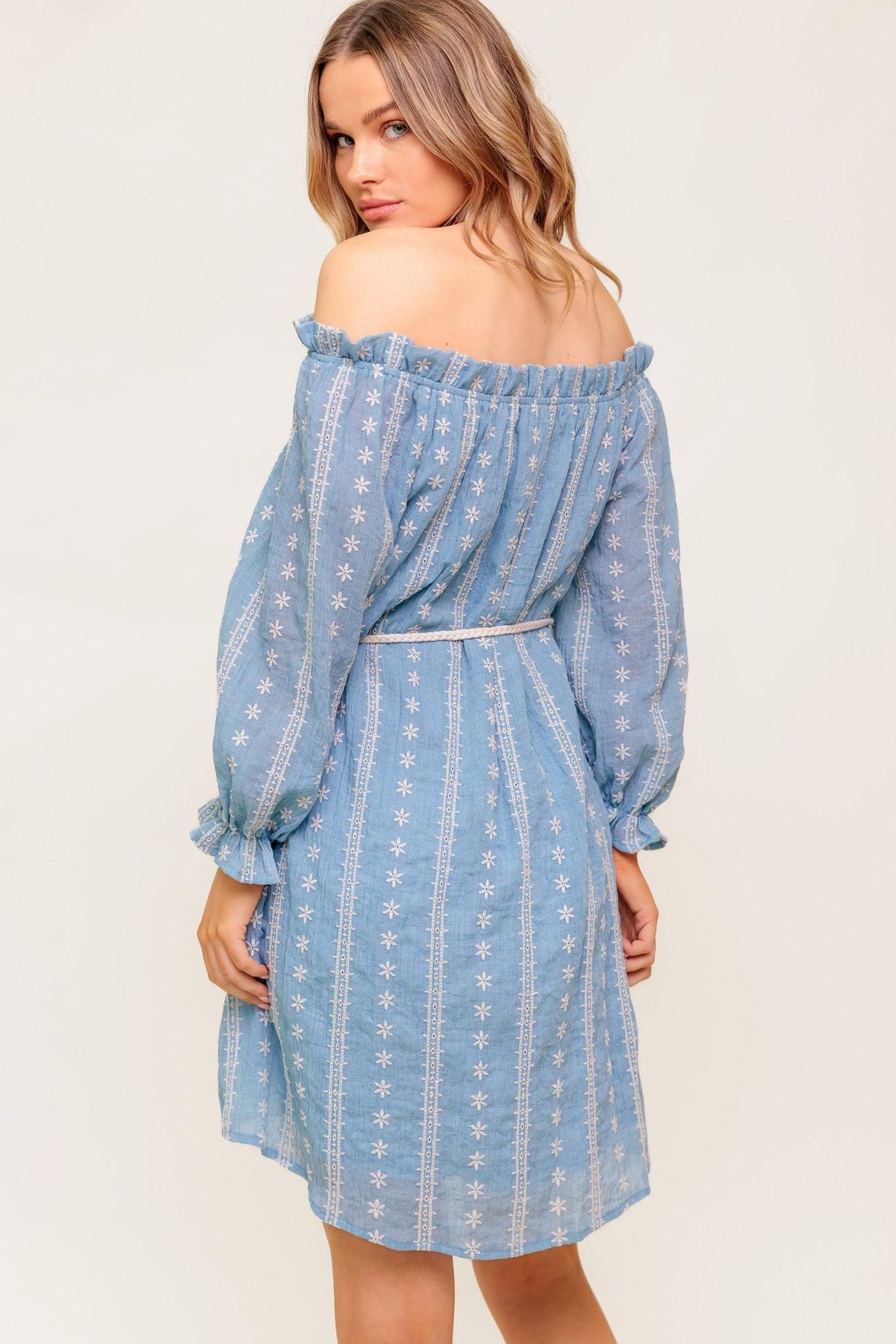 NO MORE CLOUDY SKIES WOVEN MINI DRESS - Glamourous Grace