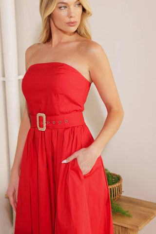 DAYS THAT FADE WOVEN MIDI DRESS - Glamourous Grace