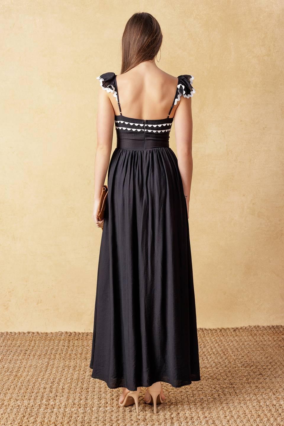 LOVELY DARLING BLACK WOVEN MIDI DRESS - Glamourous Grace