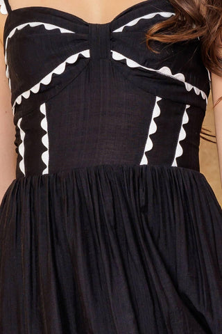 LOVELY DARLING BLACK WOVEN MIDI DRESS - Glamourous Grace