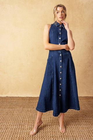 COOL GIRL DENIM MIDI DRESS - Glamourous Grace