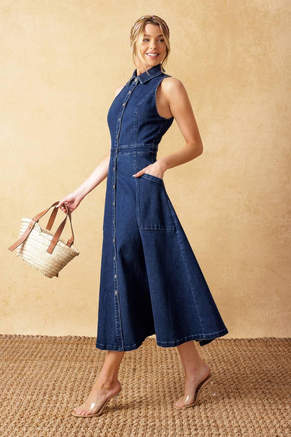 COOL GIRL DENIM MIDI DRESS - Glamourous Grace