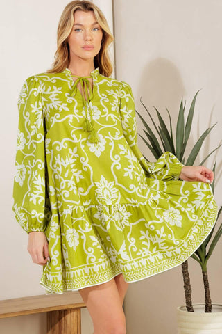 CATCHING FLIGHTS LIME WOVEN MNI DRESS - Glamourous Grace