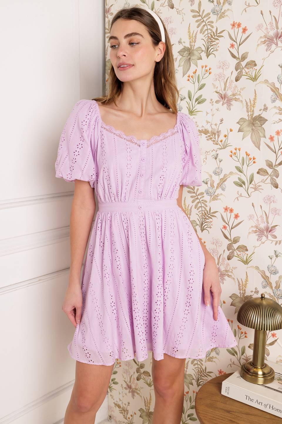 MIDNIGHT MIRAGE GOWN WOVEN EYELET MINI DRESS - Glamourous Grace
