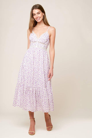 DAYLIGHT GLIMMER LAVENDER WOVEN MIDI DRESS - Glamourous Grace