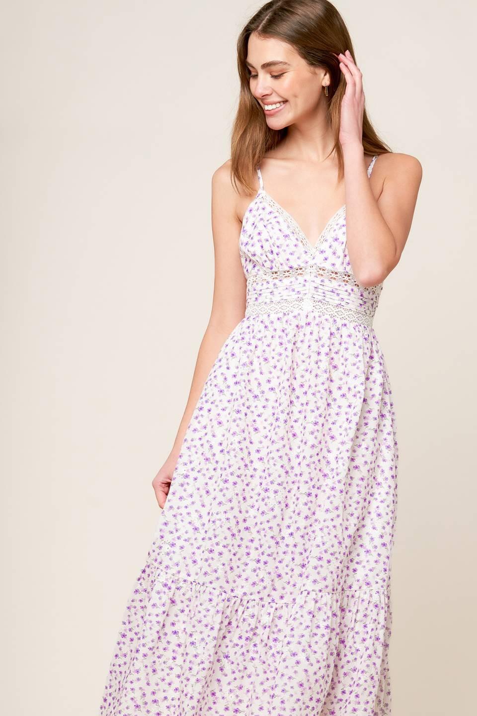 DAYLIGHT GLIMMER LAVENDER WOVEN MIDI DRESS - Glamourous Grace