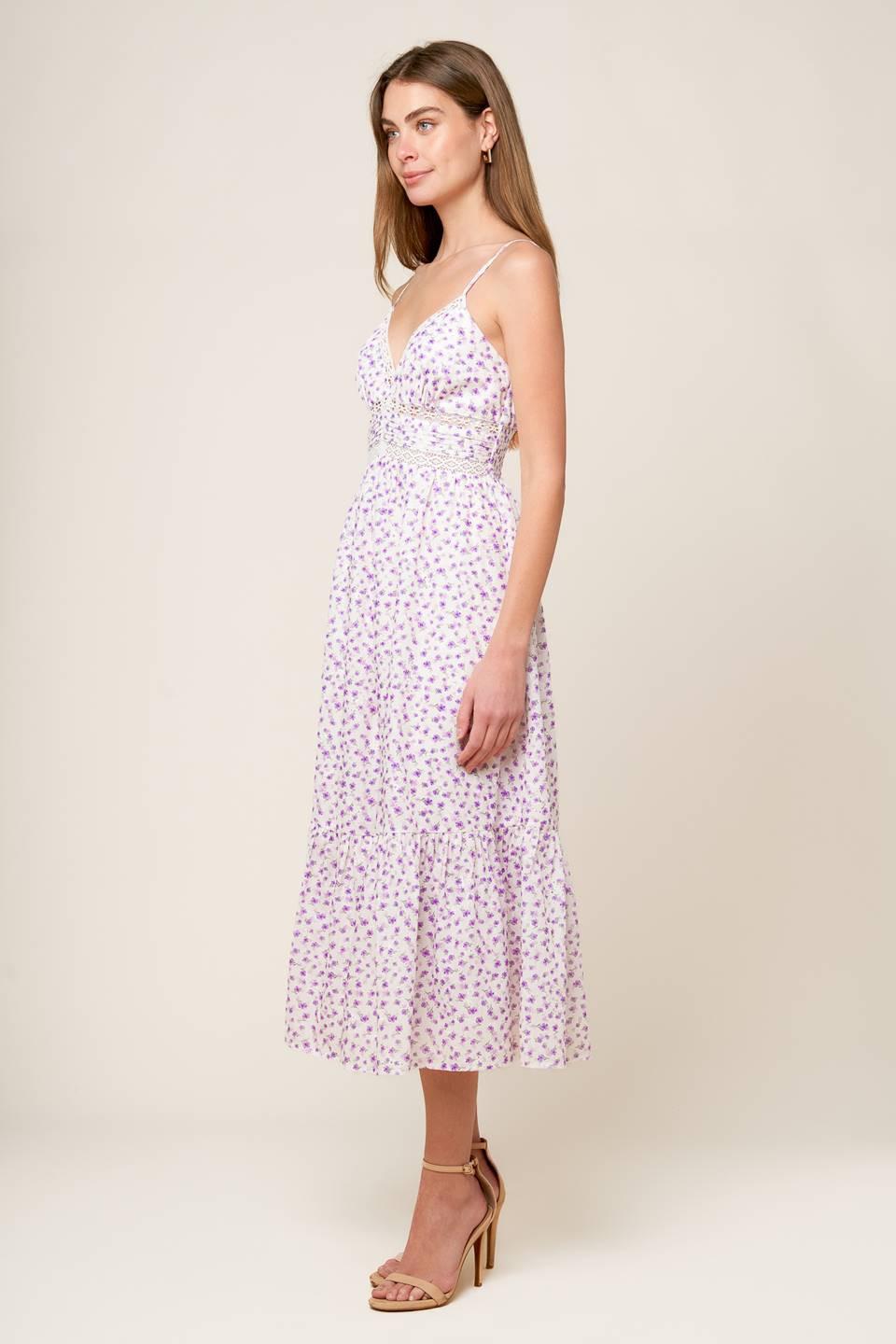 DAYLIGHT GLIMMER LAVENDER WOVEN MIDI DRESS - Glamourous Grace