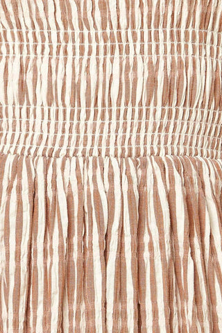 VALHALLA BROWN STRIPED WOVEN MIDI DRESS - Glamourous Grace
