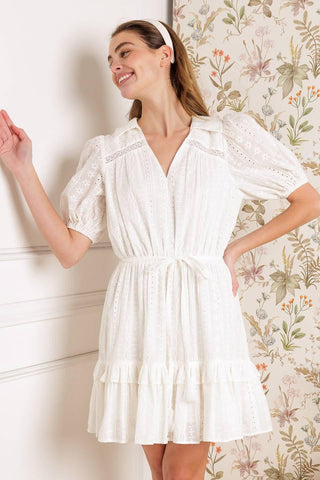 STARLIGHT SOIREE WOVEN EYELET MINI DRESS - Glamourous Grace