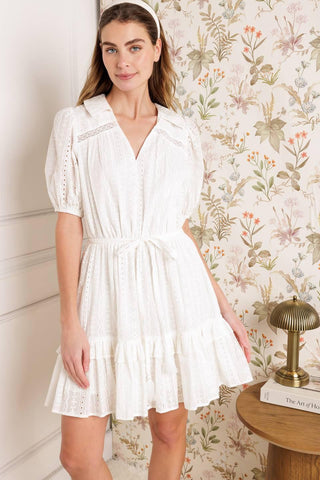STARLIGHT SOIREE WOVEN EYELET MINI DRESS - Glamourous Grace