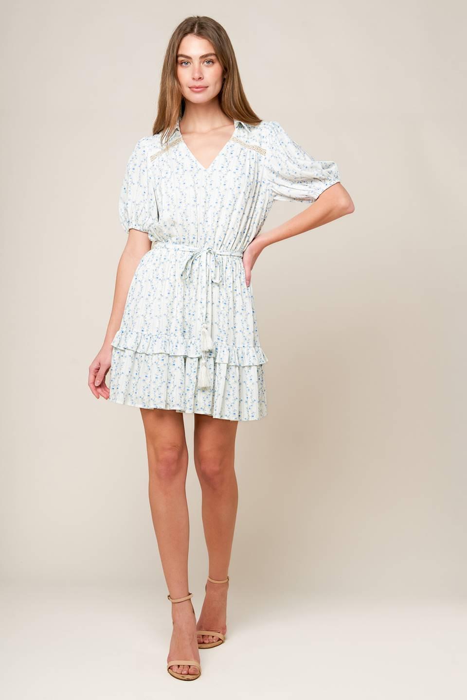 SKYWARD BLUE WOVEN MINI DRESS - Glamourous Grace