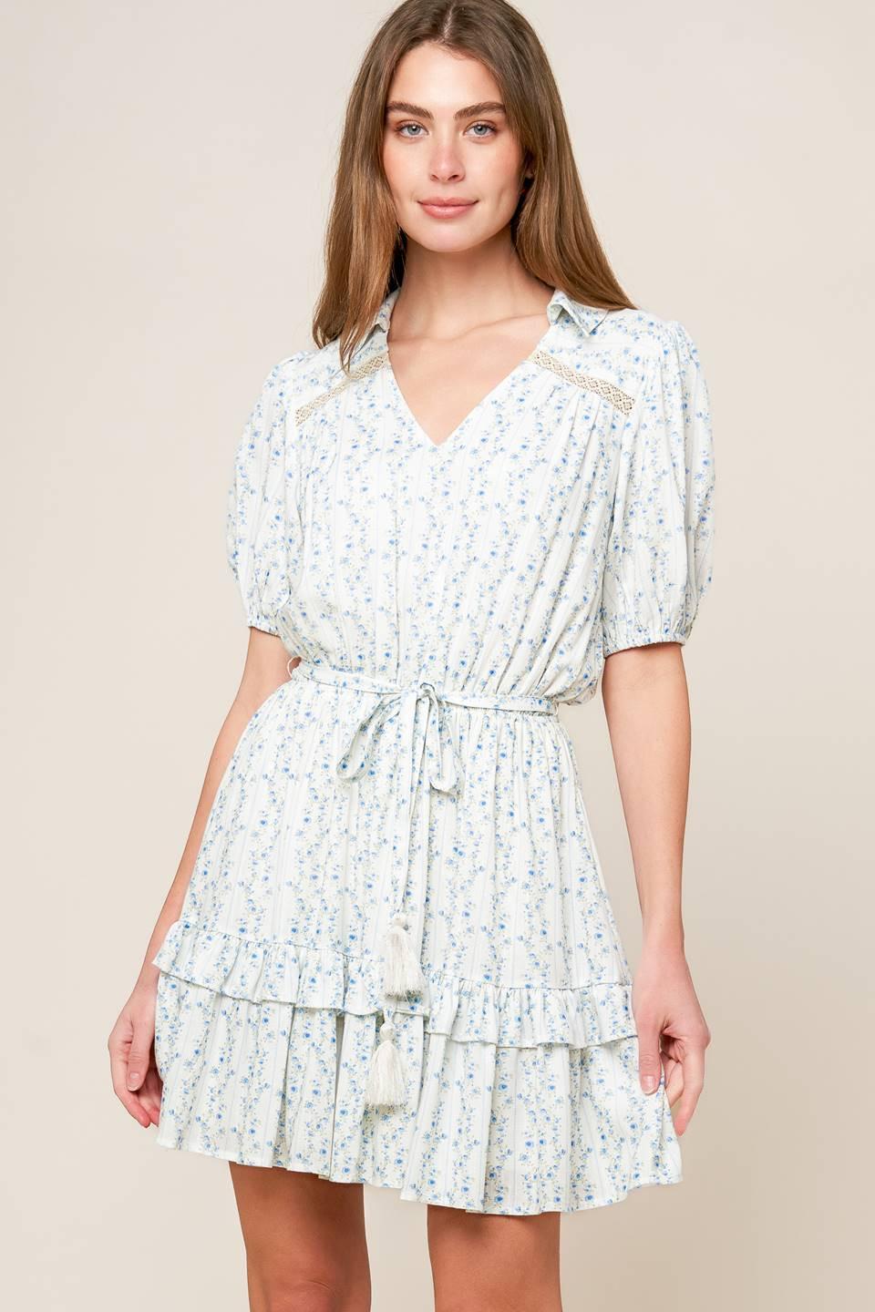 SKYWARD BLUE WOVEN MINI DRESS - Glamourous Grace