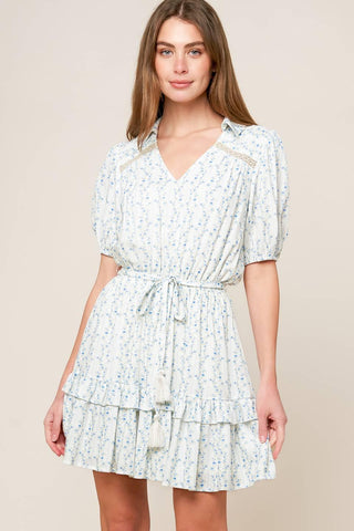 SKYWARD BLUE WOVEN MINI DRESS - Glamourous Grace