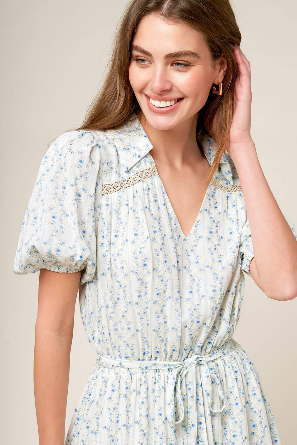 SKYWARD BLUE WOVEN MINI DRESS - Glamourous Grace