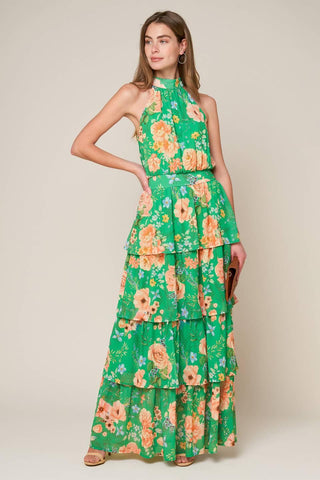 PORCELAIN BLOOM WOVEN MAXI DRESS - Glamourous Grace