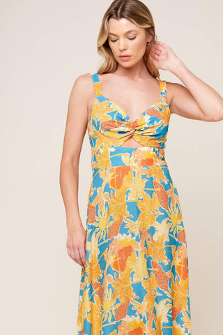 TWIRL ME BLUE WOVEN MIDI DRESS - Glamourous Grace