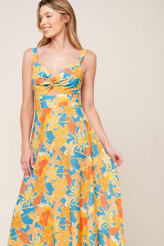 TWIRL ME BLUE WOVEN MIDI DRESS - Glamourous Grace